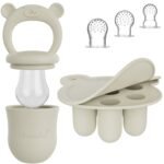 Broemba baby fruitspeen met 3 spenen en ijsblokjesvorm in beige