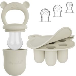 Broemba baby fruitspeen met 3 spenen en ijsblokjesvorm in beige