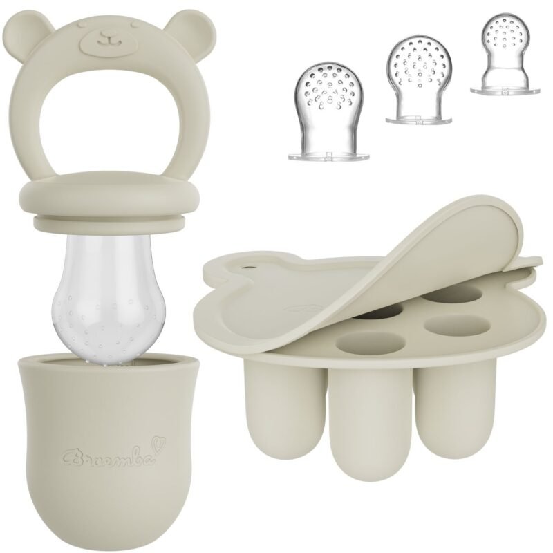 Broemba baby fruitspeen met 3 spenen en ijsblokjesvorm in beige