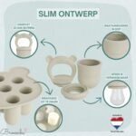 Broemba baby fruitspeen met 3 spenen en ijsblokjesvorm in beige