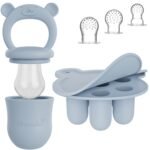 Broemba baby fruitspeen met 3 spenen en ijsblokjesvorm in blauw