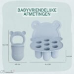 Broemba baby fruitspeen met 3 spenen en ijsblokjesvorm in blauw