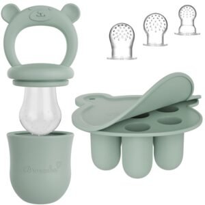 Broemba baby fruitspeen met 3 spenen en ijsblokjesvorm in groen