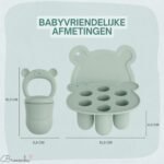 Broemba baby fruitspeen met 3 spenen en ijsblokjesvorm in groen