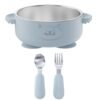 RVS Baby Kom met Zuignap + Bestek Blauw