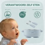 Broemba RVS baby kom met zuignap en bestek blauw