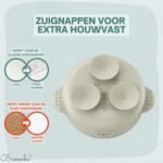Broemba RVS baby kom met zuignap en bestek beige