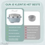 Broemba RVS baby kom met zuignap en bestek blauw