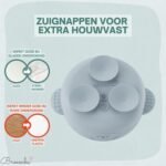 Broemba RVS baby kom met zuignap en bestek blauw