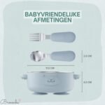 Broemba RVS baby kom met zuignap en bestek blauw