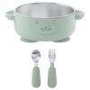 RVS Baby Kom met Zuignap + Bestek Groen