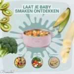 Broemba RVS baby kom met zuignap en bestek roze