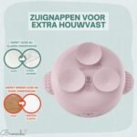 Broemba RVS baby kom met zuignap en bestek roze