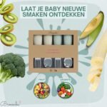 Broemba rvs baby lepel en vork set beige / groen